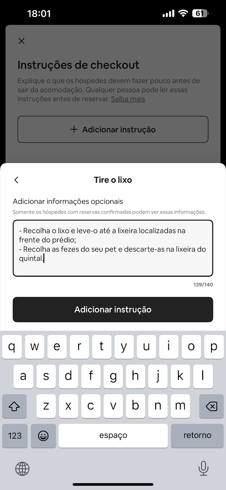 Nova funcionalidade! Como criar um guia de Check O... - Airbnb Community, image size:740x1600