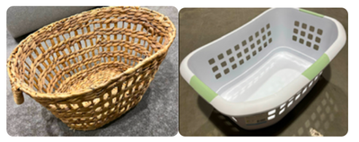 choose a cane or wicker basket over a plastic basket
