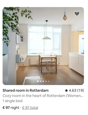 search page showing: shared room in rotterdam