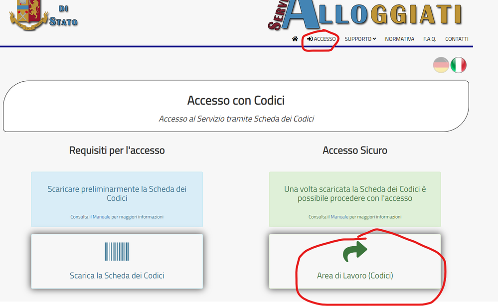 accesso con codici