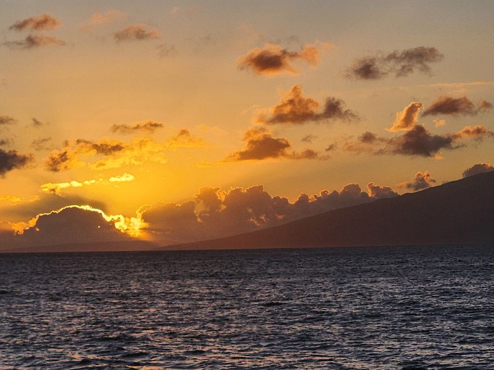 Molokai at sunset from our back lanai