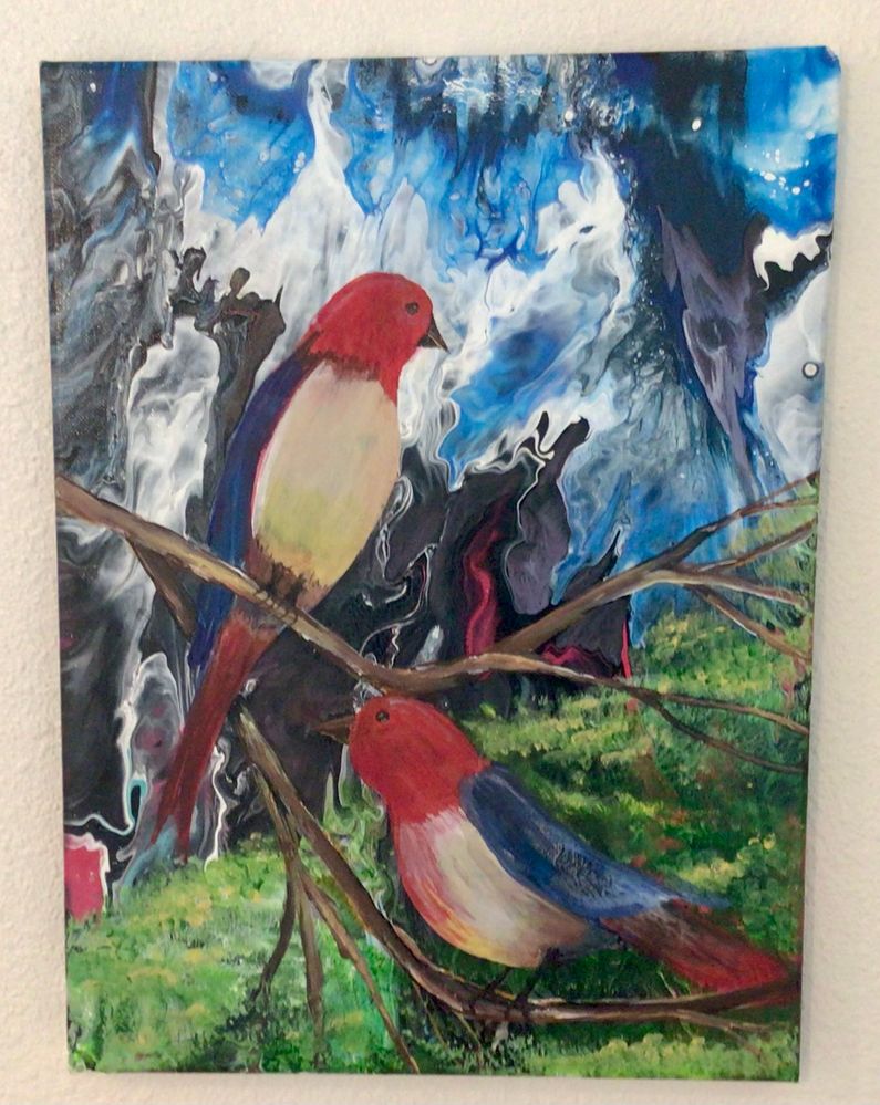 Love birds acrylic on canvas