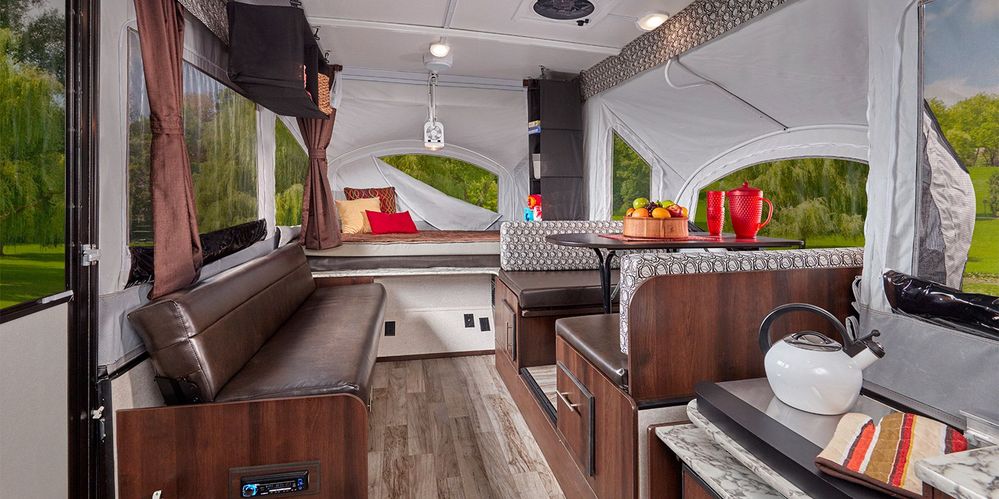 pop up camper inside with shower/toilet