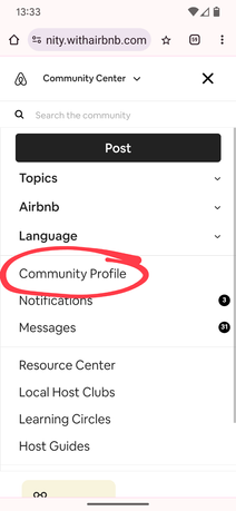 Then click on Community Profile