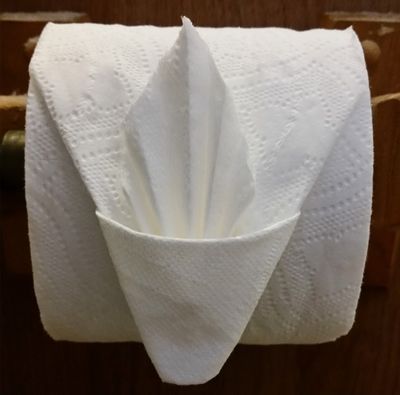 The toilet paper has to be folded JUST right!