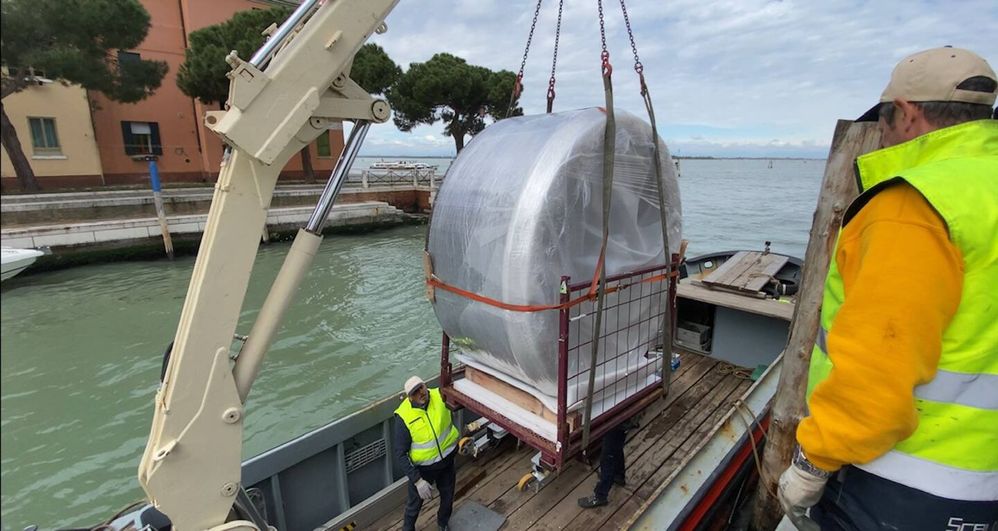 Delivering and installing our Jacuzzi spa into our garden was truly an engineering feat! The Jacuzzi first needed to be transported to the house from the mainland by a special barge.