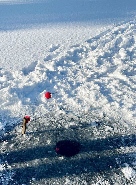 - My father's fishing setup last winter