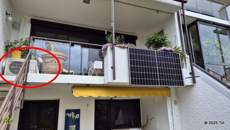 External unit of the heat pump (and solar panel)