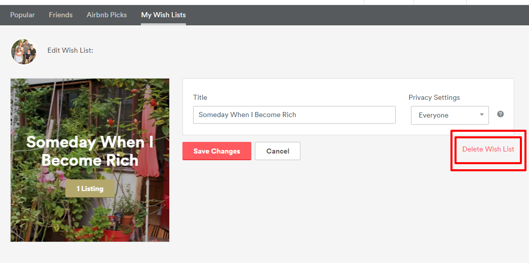 Wish List Airbnb Community