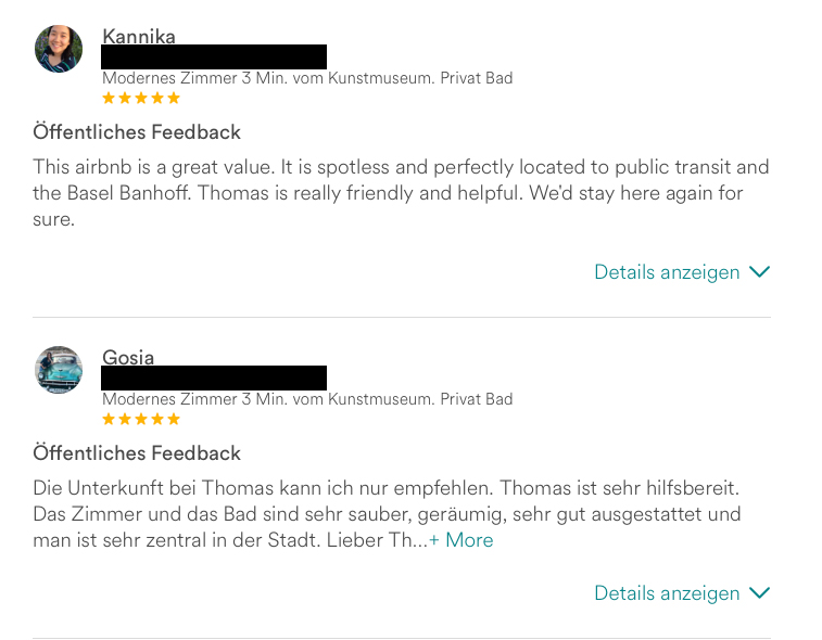 Bewertung im Detail ansehen Airbnb Community