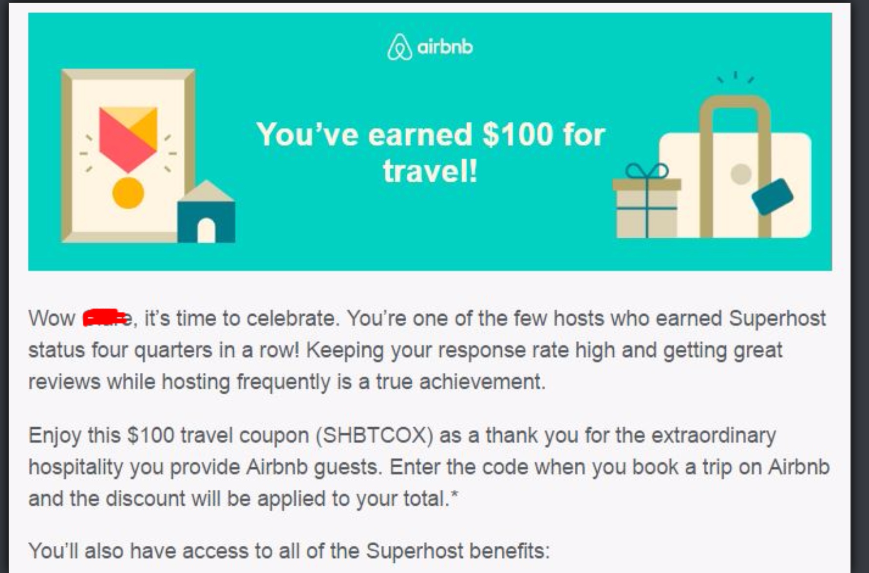 airbnb superhost travel coupon