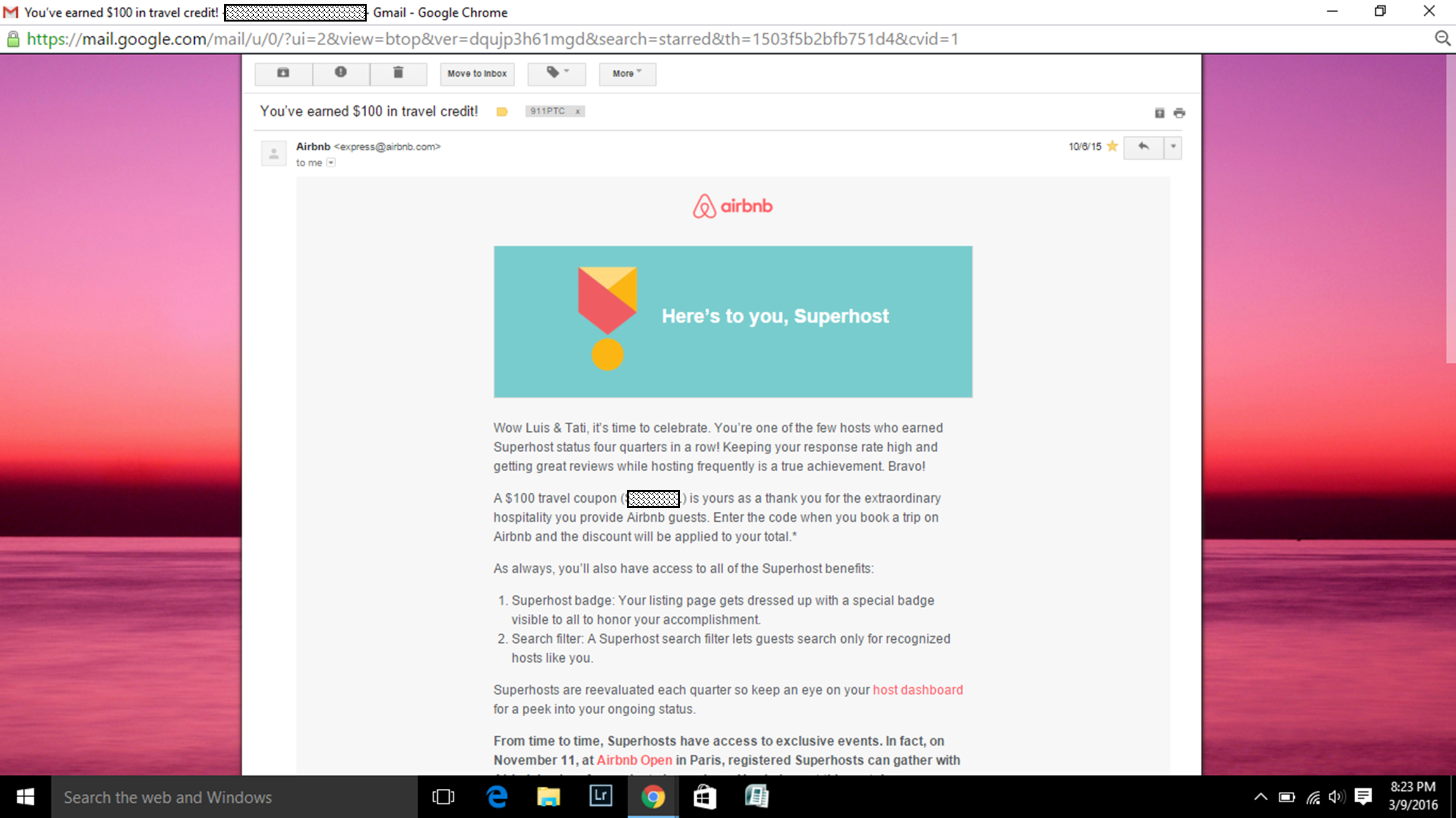 airbnb superhost travel coupon