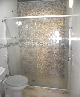 Bathroom now, with only glassed shower box