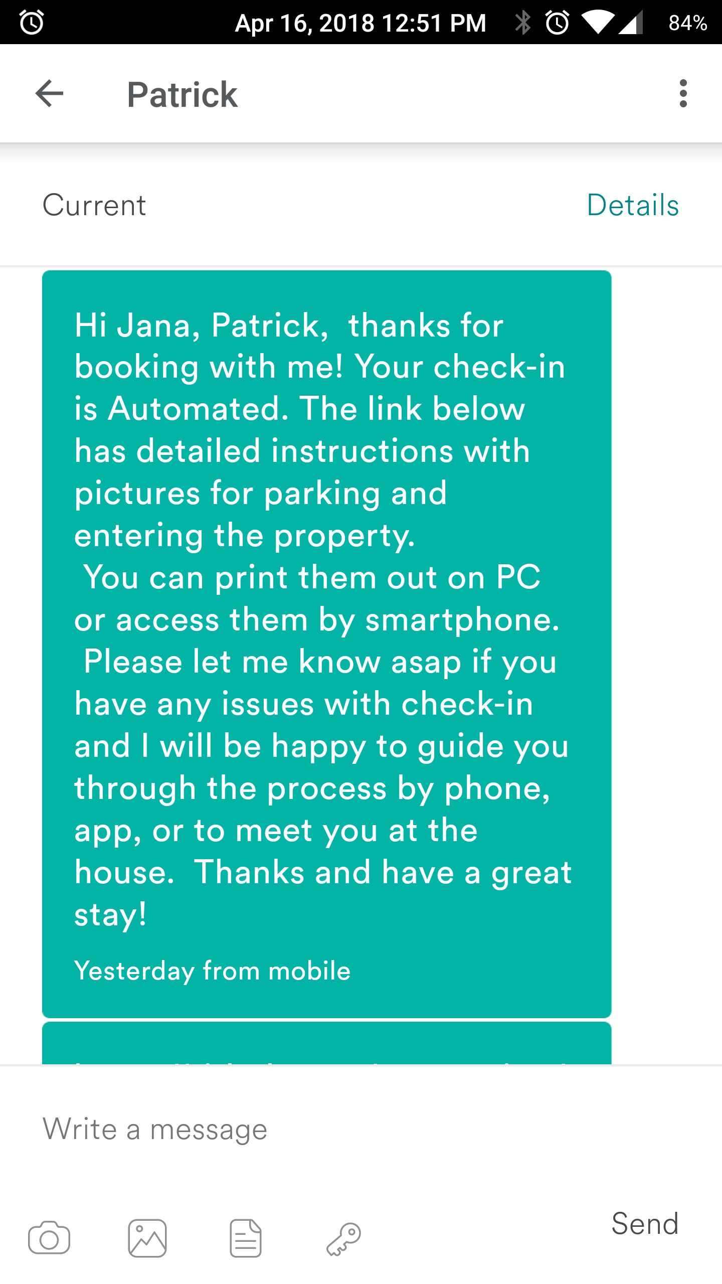 Welcome Message Airbnb Example