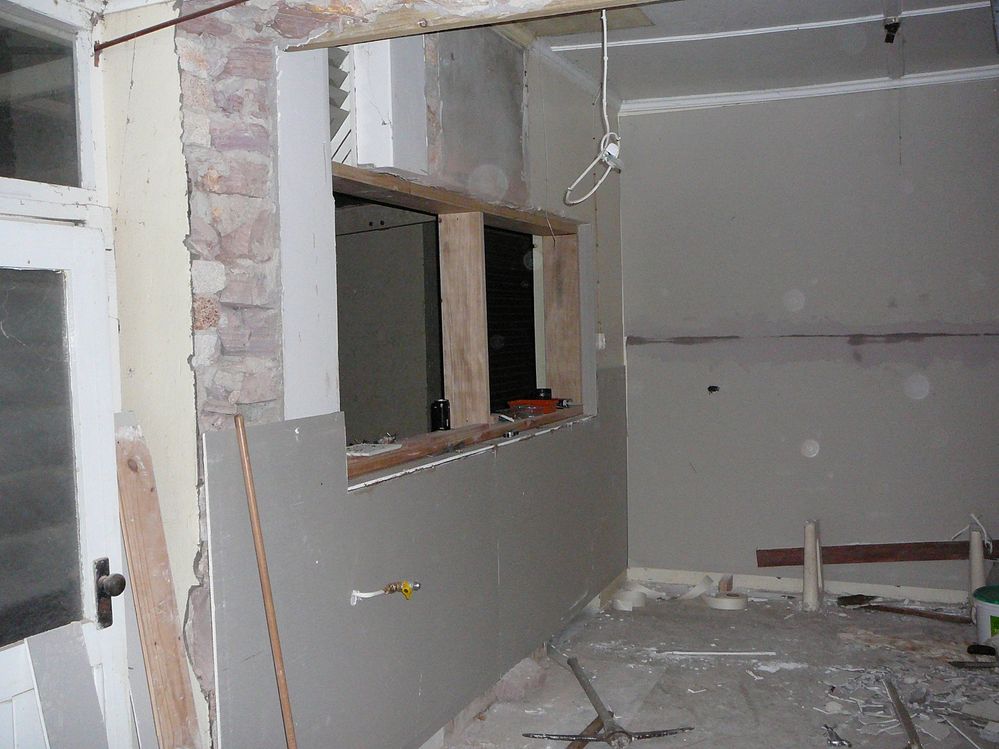 This was well into the reno, cupboards and wash trough gone.