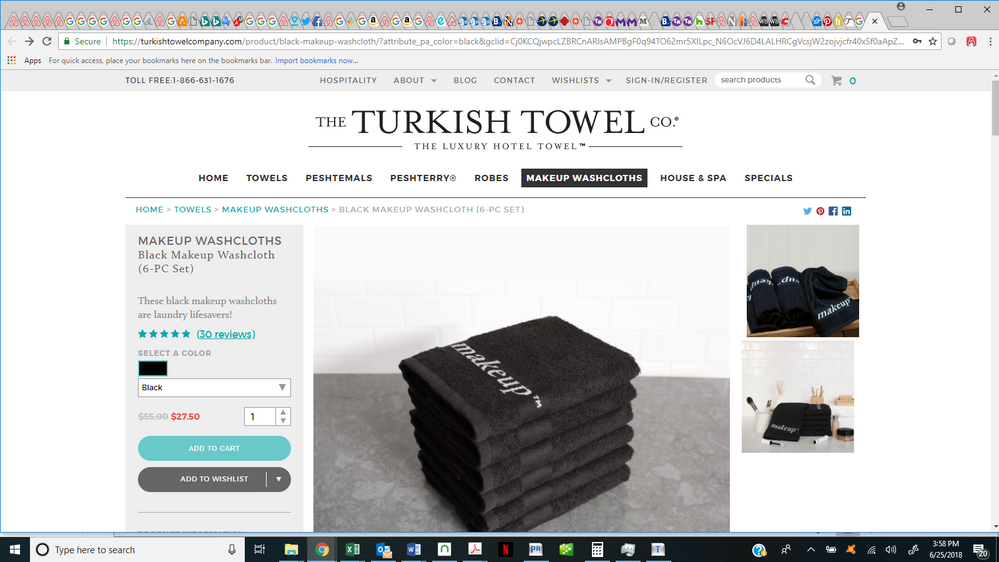 Black Makeup Washcloths  On Sale Now! - The Turkish Towel Company