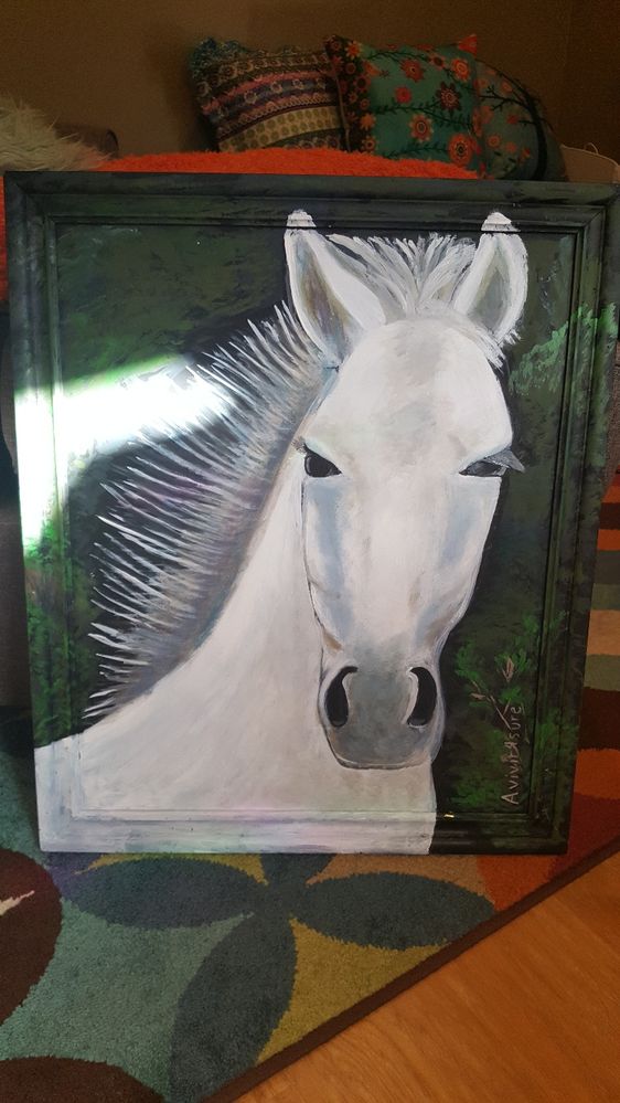 Painting of my horse Blue by an Airbnb Guest