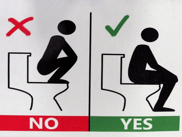 Women: Don't hover over the toilet seat