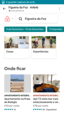 Busca no site Airbnb