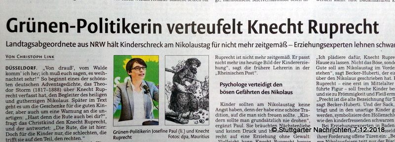 Grünen-Politikerin verteufelt Knecht Ruprecht