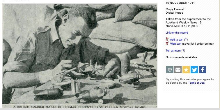 19 November 1941 - a British soldier makes Christmas presents from Italian mortar bombs