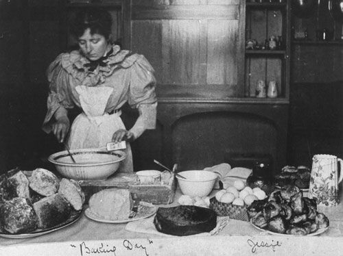 Jessie Buckland who lived at Highwic House, Newmarket, Auckland baking Christmas cake - 1896