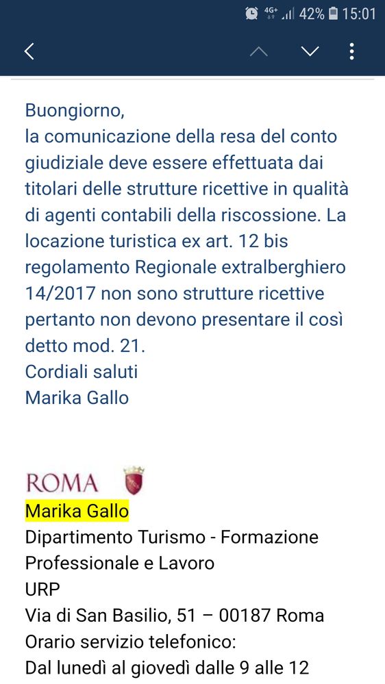 Conferma del Comune di Roma, le L.T. non devono presentare il conto giudiziale.