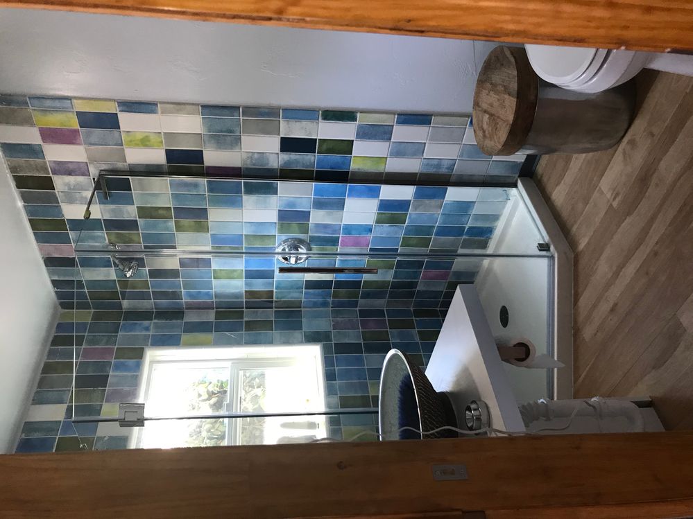 Handpainted mosaic shower