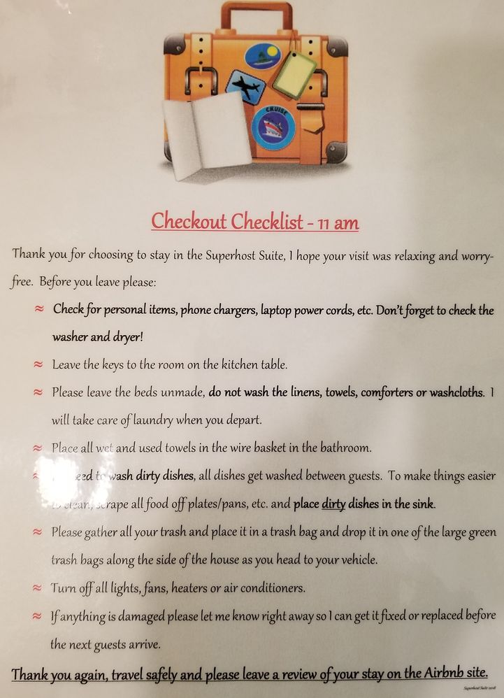 Check-out Checklist