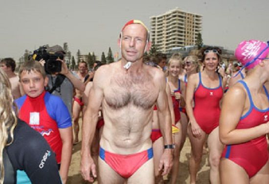 Tony Abbott in his 'Budgie Smugglers'