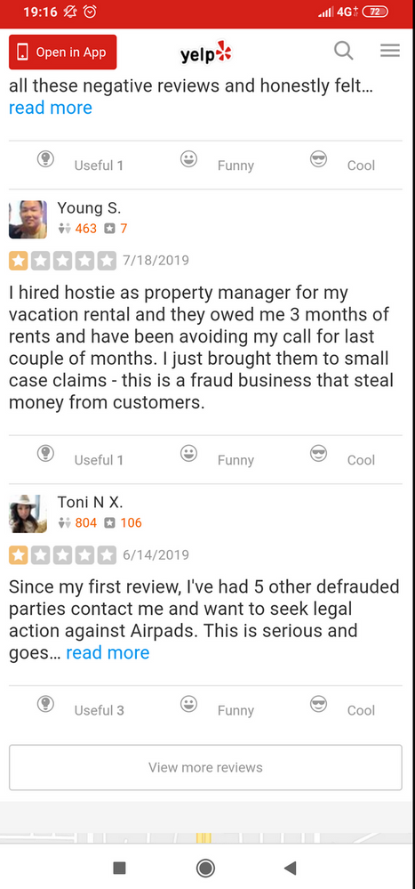 Property owners' reviews for Hostie Corp.