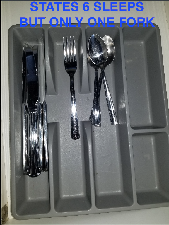 ONLY ONE FORK - for 6 sleeps.