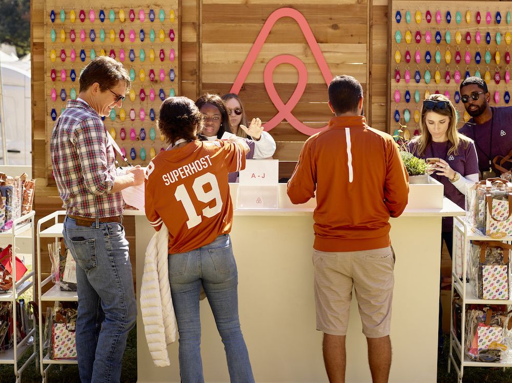 A Superhost checks in at the Airbnb tailgate party in Austin, Texas.