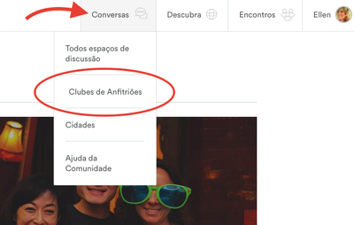 Menu Conversas > Clube de Anfitriões