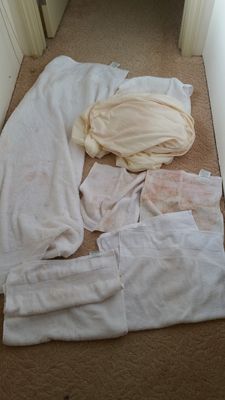 stained towels