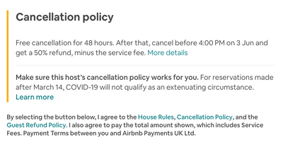 Cancellation policy before finalizing the booking