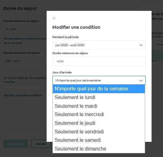 on ne peut choisir qu'1 jour ou tout les jours