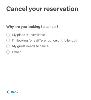 The regular cancellation options you would expect.