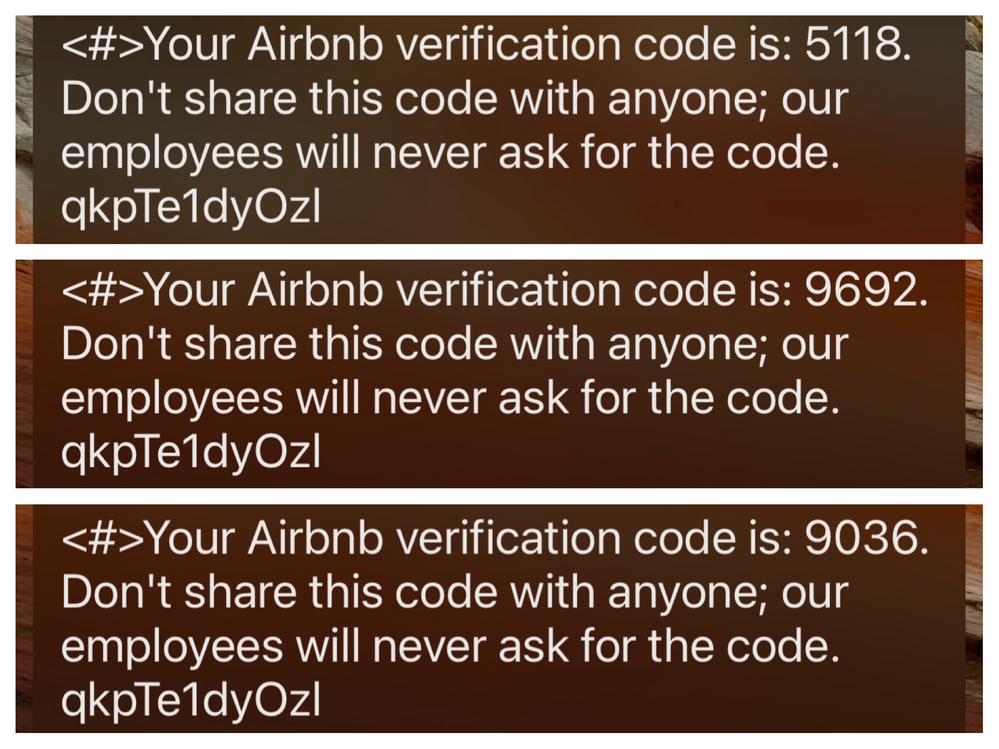 3 different scam (phishing?) Airbnb text messages