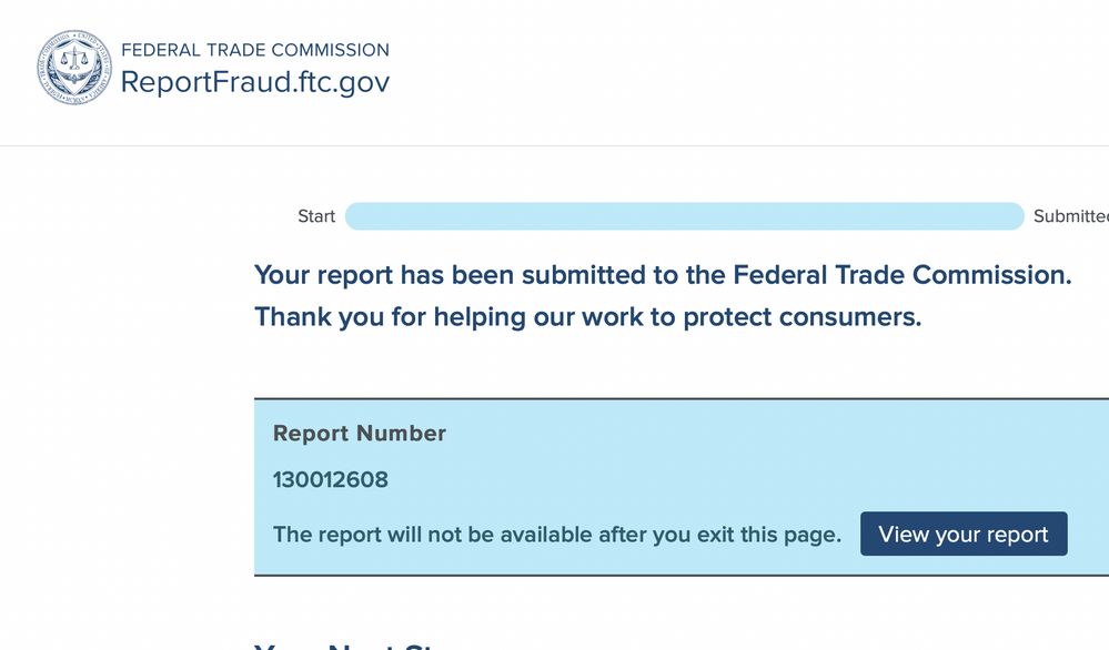 I finally reported it to the FTC on February 10th, 2021