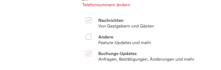 Auswahl für SMS-Benachrichtigung 