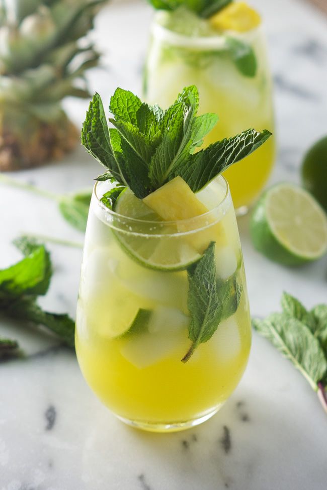 Pineapple and  fresh mint lemonade
