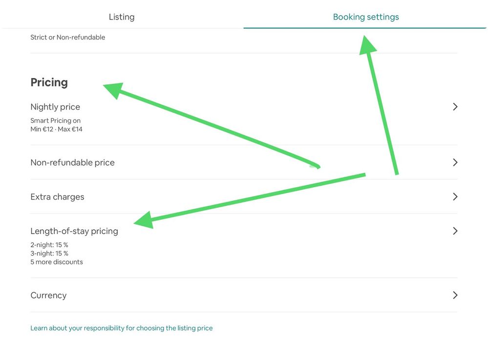 Listing Page > Booking Setting >Pricing >Length of discount price > Set the % discounts > Click save
