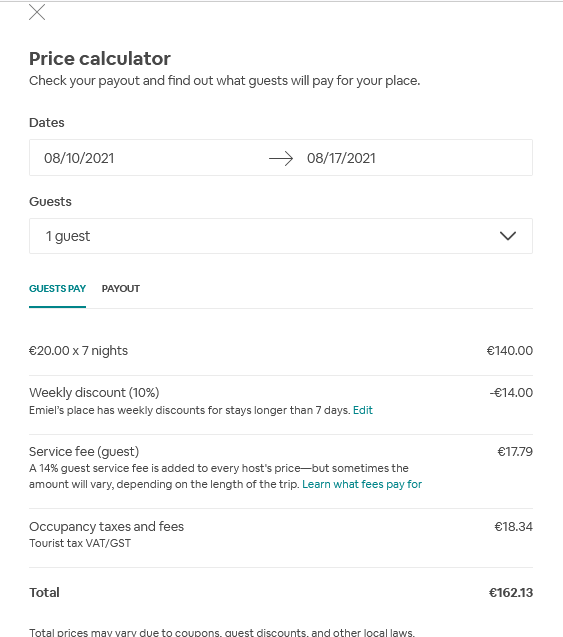 Price calculator