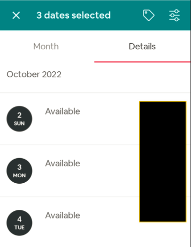 App calendar details