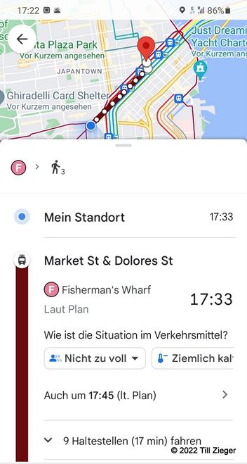 Tram in Google Maps