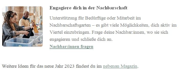 aus dem Newsletter von Nebenan.de