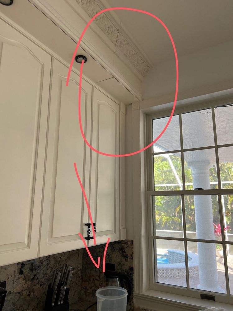 Upstairs shower backs up and leaks through the house, down to the kitchen. Drips off cabinet. Mold issue.